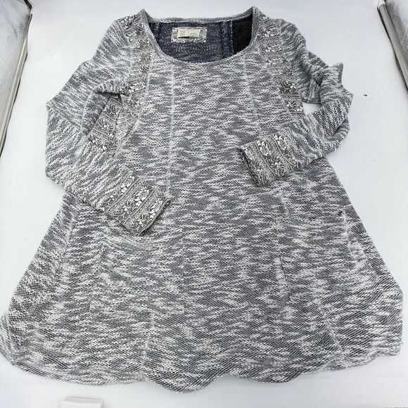 Anthropologie Saturday Sunday Mercer Blue Gray Knit Sweater Swing Dress Small - Picture 1 of 5